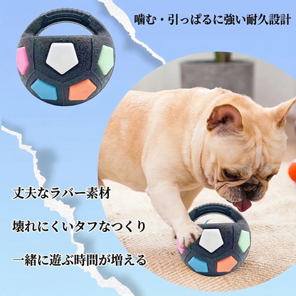 犬用おもちゃ サッカーボール ハンドル付き 音鳴り・水に浮くタイプ