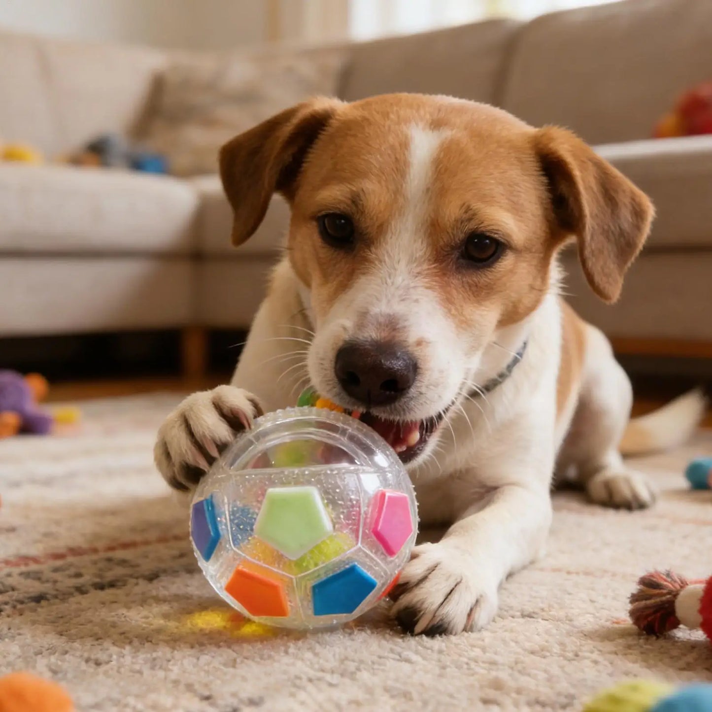 犬用おもちゃ サッカーボール ハンドル付き 音鳴り・水に浮くタイプ